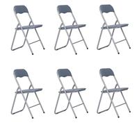 Liberoshopping Sedia pieghevole salvaspazio imbottita struttura in metallo seduta ecopelle (Set da 6 Sedie, Grigio)