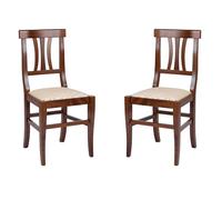 Liberoshopping Sedie Cucina in Legno faggio massello tre fasce Stile Classico LAURA Set da 2 Pezzi (Noce seduta imbottita)