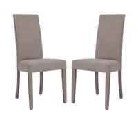 Liberoshopping Sedie da pranzo moderne in tessuto con seduta imbottita e gambe in legno massello - DENVER Set 2 pezzi (Tortora)