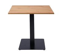 Liberoshopping Tavolo da bar quadrato con base centrale in metallo e piano laminato resistente - ideale per locali, ristoranti, pub, uso interno o esterni coperti (Gamba Antracite, Rovere, 80x80)