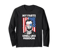 Libertà Bandiera Americana 4 Luglio Indipendenza Abe Lincoln Maglia a Manica