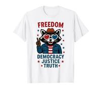 Libertà Democrazia Giustizia Verità Bandiera Americana Divertente Procione Maglietta