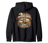libertà guadagnata Non Data 250 Anni Strong Patriotic Eagle US Felpa con Cappuccio