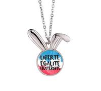 Liberte Egalite - Collana con ciondolo a forma di coniglietto con bandiera della Francia, idea regalo