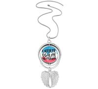 Liberte Egalite Fraternite Francia Mark Flag Pendant Angel Wings Rotante Collana Gioielli