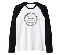 Liberté, Égalité, Fraternité Ou La Mort Inchiostro Nero Distressed Maglia con Maniche Raglan