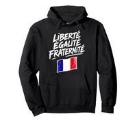 Liberté Égalité Fraternité Schizzo con Bandiera Francese Felpa con Cappuccio