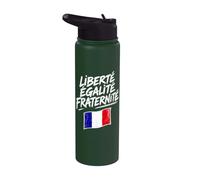 Liberté Égalité Fraternité Schizzo con bandiera francese Stainless Steel Insulated Water Bottle