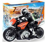 Liberty Imports Moto acrobatica radiocomandata 2,4 G con figura di equitazione, scala 1:10, ad alta velocità, rotazione a 360 gradi, deriva, antiurto, moto da corsa (arancione)