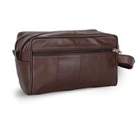 Liberty Leather - Deluxe Sheep Nappa Leather Borsa da viaggio unisex con doppia cerniera | Organizzatore da bagno per uomini e donne Kit rasatura | Custodia portatile cosmetica e borsa da barba Dopp Kiteather viaggio in marrone - Kit Dopp in pelle | Borsa da toilette | Borsa per cosmetici | Kit di igiene e toelettatura Organizzatore., Earthen (marrone) - 41