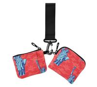 Liberty Pattern Blue Red Custodie per carte da donna Porta carte d'identità piccolo porta carte d'identità portatile Protector con tasca con cerniera per le signore 2 pezzi, Modello Liberty blu rosso