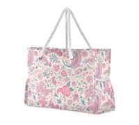 Liberty Pattern Magenta Sandproof Shoulder Tote Bag con tasche laterali Borsa Carry On con portabicchieri sul lato