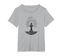 Liberty Torch Radiant Beacon Simbolo Patriottico Maglietta, Donna Plus-Size, Grigio Melange, 1X