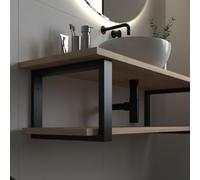 Liberum Collis Mensola/Console per Lavabo, Argento, Profondità 20 cm - supporto in acciaio fatto a mano 50x25 mm per lavabo da appoggio e piano lavabo, stile industriale, 1 pezzo
