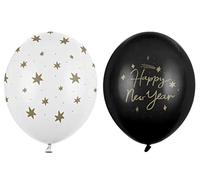 Libetui 10 palloncini decorativi a forma di stella Happy New Year Palloncini Capodanno palloncini decorativi Capodanno nero oro