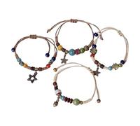 LIbgiubhy 4pcs regolabile stili etnici pigna e stella pendenti catena a mano braccialetti perline per abbigliamento casual