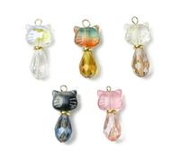 LIbgiubhy 5 pz/8 pezzi gatti fascino per la creazione di gioielli elegante smalto colorato colori misti ciondoli animali portachiavi fare accessori