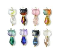 LIbgiubhy 5 pz/8 pezzi gatti fascino per la creazione di gioielli elegante smalto colorato colori misti ciondoli animali portachiavi fare accessori