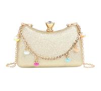 LIbgiubhy Borsa a tracolla con tracolla a catena per donne e ragazze, elegante borsa a tracolla da sera, borsetta da sera, pochette da sera, Oro