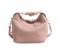LIbgiubhy Borsa a tracolla in pelle PU pieghettata da donna con manico superiore elegante tinta unita borsa a tracolla con cerniera per lo shopping, A