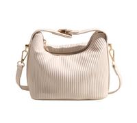 LIbgiubhy Borsa a tracolla in pelle PU pieghettata da donna con manico superiore elegante tinta unita borsa a tracolla con cerniera per lo shopping, B
