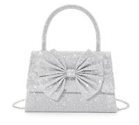 LIbgiubhy Borsa da sera con paillettes metallizzate per donna glitterata borsa a tracolla per eventi di ballo e occasioni speciali, A