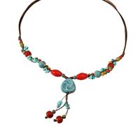 LIbgiubhy Collana di perline fatta a mano collana colorata catena collana perline texture catena collo multifunzionale adatto per donne ragazza