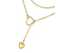 LIbgiubhy Collana regolabile frontale versatile alla moda lunga collana con doppio ciondolo a cuore per gli appassionati di moda