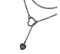 LIbgiubhy Collana regolabile frontale versatile alla moda lunga collana con doppio ciondolo a cuore per gli appassionati di moda