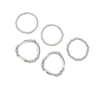 LIbgiubhy Confezione da 5 braccialetti a catena in lega scintillante, regolabili, impilabili, gioielli per donne, accessori per matrimoni e quotidiani, braccialetti con perline in metallo per le donne
