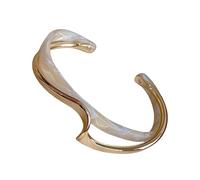 LIbgiubhy Elegante braccialetto da polso da donna in metallo a forma di C con crostacei bianchi