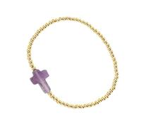 LIbgiubhy Elegante design a croce con perline dorate e cinturino elastico adatto per l'uso quotidiano o come regalo premuroso