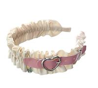 LIbgiubhy Fascia per capelli a forma di cuore in pizzo con volant anni '2000, accessorio per travestimento da cameriera, cosplay, travestimento
