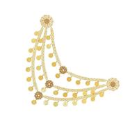LIbgiubhy Lussuosa catena da spalla a più livelli in lega con nappe a moneta elegante ornamento da spalla per feste e festival