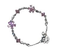 LIbgiubhy Romance Peach Crystal Flower Femminile Pesca Zircone Cherries Blossoms Elegante Braccialetto Catena da Polso