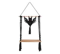 LIbgiubhy Scaffale da parete in corda di cotone a forma di pipistrello intrecciato a mano macramè arazzo da appendere alla parete organizer da parete per Halloween