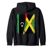 Libia Giamaica Mezza Bandiera Libica Giamaicana Heritage Felpa con Cappuccio