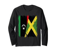 Libia Giamaica Mezza Bandiera Libica Giamaicana Heritage Maglia a Manica