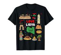 Libia Icone Culturali Collage, Deserto Patrimonio e Viaggi Art Maglietta