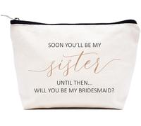 LIBIHUA Regalo di fidanzamento, regalo di nozze per donne, regalo per addio al nubilato per lei, regalo per feste di addio al nubilato, trousse per trucchi da viaggio, Beige, 9.8 ″ W x 7″ H x 2.7″