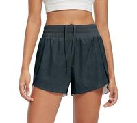 Libin Pantaloni Corti da Corsa 2 in 1 da Donna, Leggeri, Traspiranti, per Lo Sport, per Il Fitness, per Lo Yoga, per la Palestra, per Il Jogging, per l'allenamento con Tasche, Parte Anteriore Piatta,