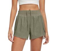 Libin Pantaloni corti da corsa 2 in 1 da donna, leggeri, traspiranti, per lo sport, per il fitness, per lo yoga, per la palestra, per il jogging, per l'allenamento con tasche, parte anteriore piatta,