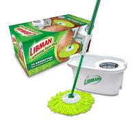 Libman Lightning Spin Mop System, mocio e secchio con strizzatore, mocio rotante per la pulizia dei pavimenti, mocio per pavimenti in legno duro, 1 testa per mocio totale inclusa