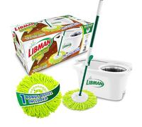 Libman Lightning Spin Mop System Plus 1 testina di ricarica, mocio e secchio con strizzatore, mocio per pavimenti, mocio rotante, Libman Mop per la pulizia dei pavimenti, mocio per pavimenti in legno