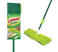Libman Mocio in microfibra a 2 lati da 45,7 cm, mocio per pavimenti in legno duro, polvere per pavimenti con superfici dure, dita in microfibra, mocio piatto, testa girevole a 360 gradi, manico lungo