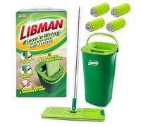 Libman Rinse 'n Wring Mop and Bucket System | Mocio per pavimenti in microfibra | Detergente per pavimenti in legno duro | Mocio bagnato e asciutto | Camere d'acqua pulite e sporche | Lame elettriche