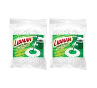 Libman Tornado - Ricarica per mocio Spin, Confezione da 2 testine in Microfibra, Facile da sostituire, Lavabile in Lavatrice, Verde e Bianco