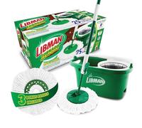 Libman Tornado Spin Mop System con 3 testine di ricarica, mocio rotante in microfibra e secchio con strizzatore, set per la pulizia della casa, per la pulizia di pavimenti in legno duro, laminato,