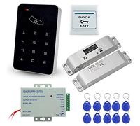 LIBO Kit Completo di Tastiera di Controllo Accessi RFID con Serratura Elettrica DC12V Serratura Elettronica Bullone, 3A Alimentatore, Pulsante di Uscita, Schede chiave ID 10 pz