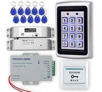 LIBO Kit Sistema di Controllo Accessi RFID Programmabile Tastiera Controller metallo + Serratura Elettrica DC 12V con Alimentatore 3A per la Sicurezza dell'entrata a Porta Singola + Portachiavi RFID